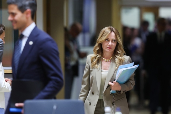 Giorgia Meloni und Rob Jetten nehmen am EU-Gipfel in Brüssel teil. Foto: EPA/Olivier Hoslet