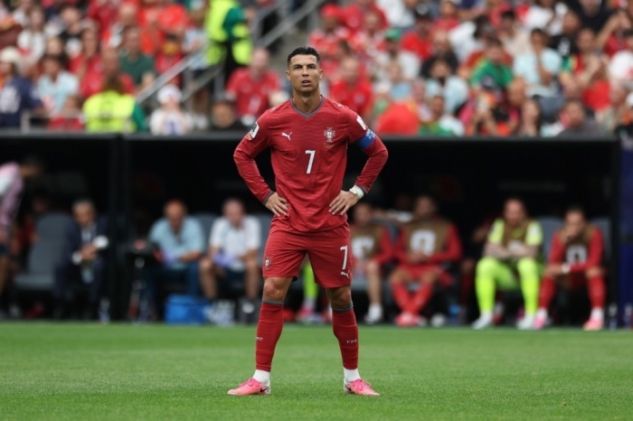 Cristiano Ronaldo reagiert nach dem WM-Gruppenspiel zwischen Portugal und der Demokratischen Republik Kongo in Houston. Foto: epa/Miguel A. Lopes