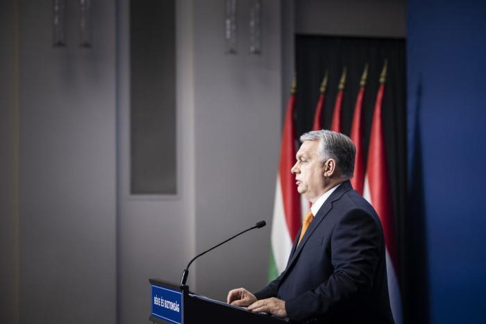 Der ungarische Premierminister Viktor Orban bei einer Pressekonferenz im Büro des Premierministers in der Budaer Burg in Budapest. Foto: epa/Zoltan Fischer Handout