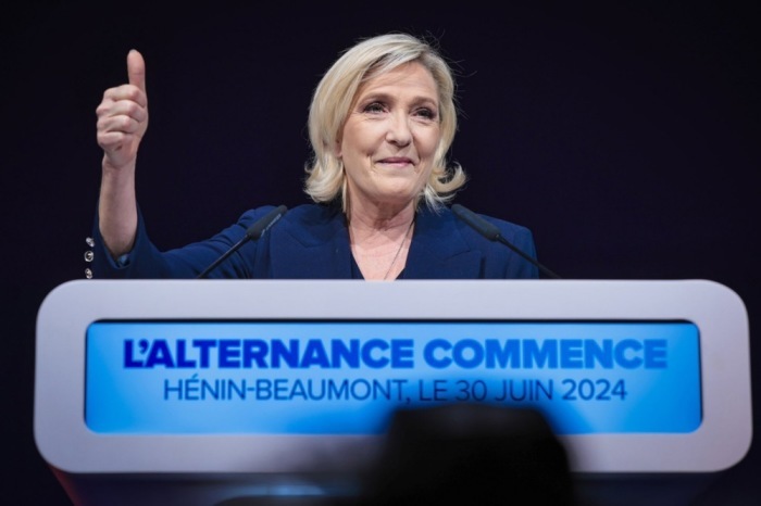 Marie Le Pen reagiert nach den französischen Wahlen. Foto: epa/Cuenta Oficial Marine Le Pen De