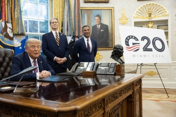 US-Präsident Trump bei einer Pressekonferenz im Weißen Haus. Foto: epa/Francis Chung
