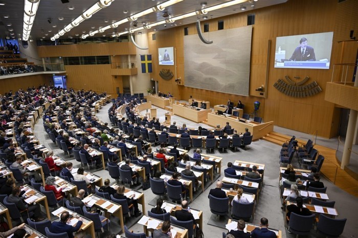 Schwedisches Parlament stimmt über die NATO-Mitgliedschaft Schwedens ab. Foto: epa/Anders Wiklund Schweden Out
