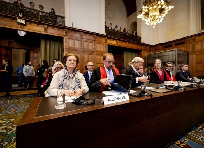 Anhörung vor dem Internationalen Gerichtshof zum Streit zwischen Nicaragua und Deutschland über Israel. Foto: epa/Robin Van Lonkhuijsen