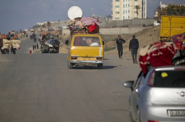 Einwohner von Rafah im südlichen Gaza-Streifen werden evakuiert. Foto: epa/Mohammed Saber
