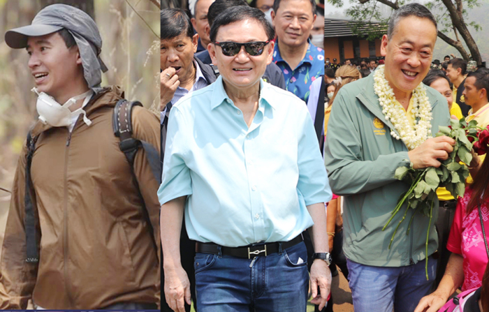 Von links nach rechts: Pita Limcharoenrat, Thaksin Shinawatra und Premierminister Srettha Thavisin vereint in Chiang Mai, ein symbolträchtiges Treffen dreier politischer Generationen Thailands. Foto: Khao Sod English