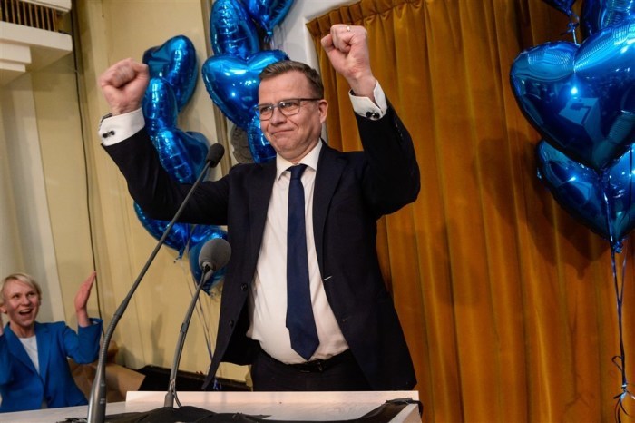 Der Vorsitzende der Partei der Nationalen Koalition, Petteri Orpo, während der finnischen Parlamentswahlen in Helsinki. Foto: epa/Mikko Stig