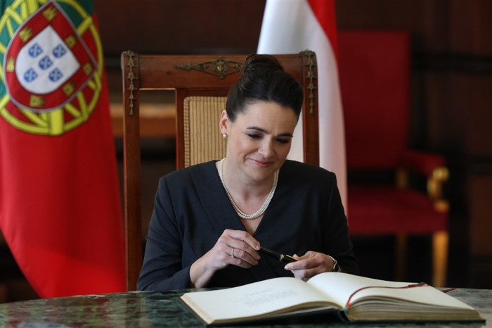 Ungarns Präsidentin Katalin Novak. Foto: EPA-EFE/Miguel A. Lopes