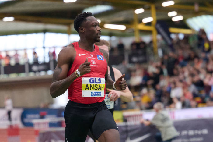 Deutsche Meisterschaft, 60 Meter der Männer. Owen Ansah in seinem Vorlauf. Gegen Ansah läuft nun ein Verfahren der Nationalen Anti Doping Agentur. Foto: Bernd Thissen/dpa