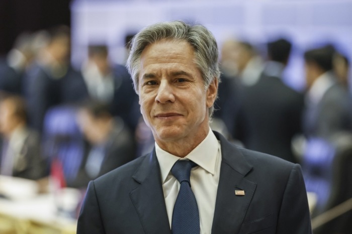 US Außenminister Antony Blinken in Vientian. Foto: epa/Rungroj Yongrit