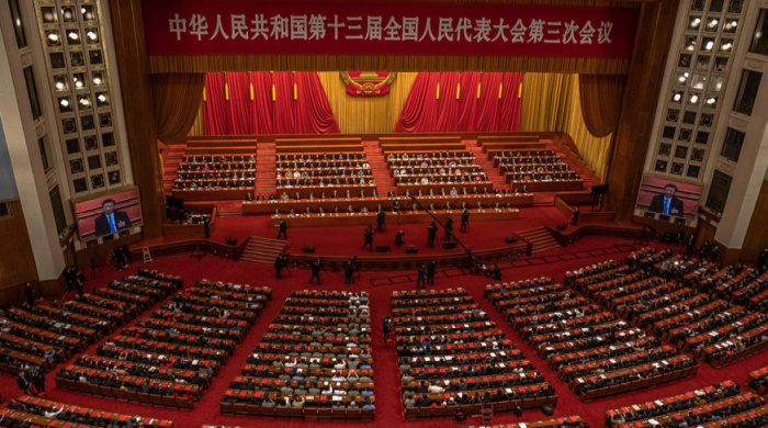 Sitzung des Nationalen Volkskongresses (NPC) in der Großen Halle des Volkes in Peking. Foto: epa/Römische Pilipey