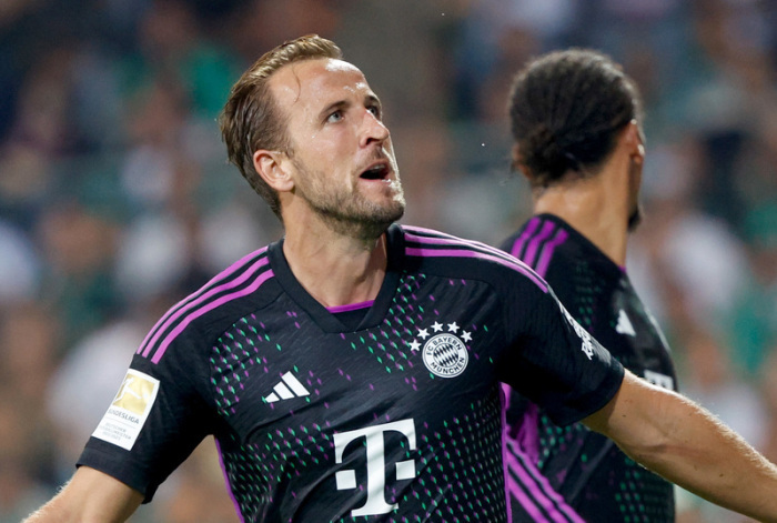 Bayerns Harry Kane bejubelt sein Tor zum 2:0. Foto: Axel Heimken/dpa