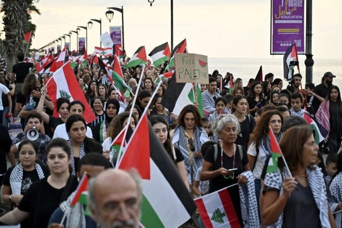 Solidaritätsprotest für das palästinensische Volk im Libanon. Foto: epa/Wael Hamzeh