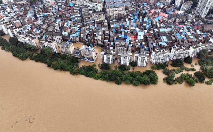 Starker Anstieg der Wassermenge im südchinesischen Liujiang-Fluss. Foto: epa/Xinhua