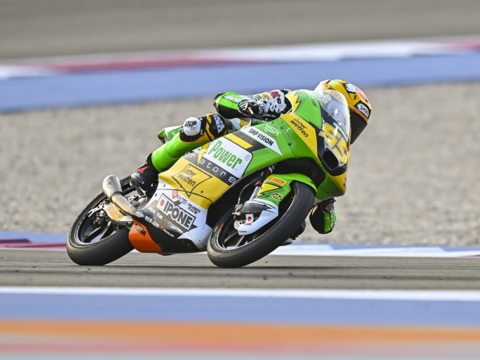 Der Schweizer Moto3-Fahrer Noah Dettwiler vom Team CIP Green Power beim Grand Prix von Katar in Lusail. Foto: epa/Noushad Thekkayil