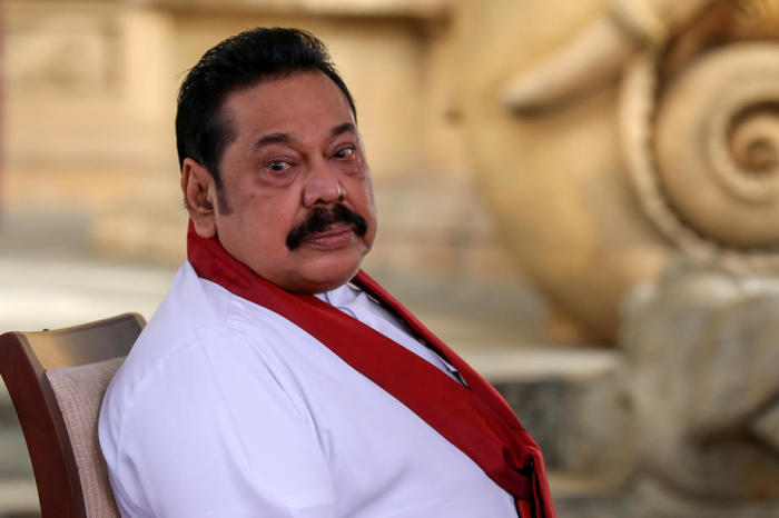 Der srilankische Premierminister Mahinda Rajapaksa tritt zurück. CHAMILA KARUNARATHNE