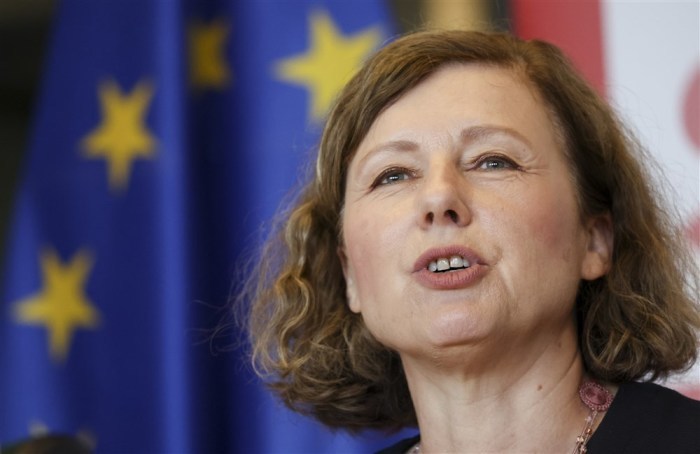 Die für Werte und Transparenz zuständige Vizepräsidentin der Europäischen Kommission, Vera Jourova. Foto: epa/Olivier Hoslet
