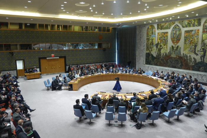 Der Sicherheitsrat trifft sich vor der Abstimmung über eine Resolution für eine Waffenruhe im Gazastreifen. Foto: Seth Wenig/Ap/dpa