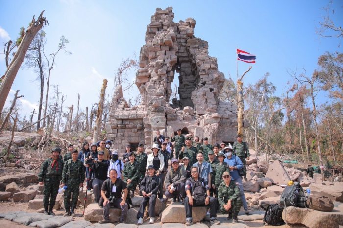 Der stark beschädigte Ta-Kwai-Tempel nach den jüngsten Kampfhandlungen. Foto: Royal Thai Army