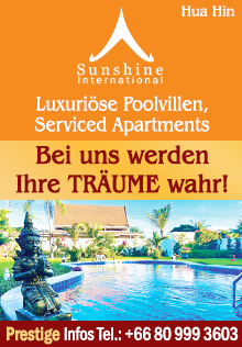 Sunshine International präsentiert Sunshine Prestige, dass neue Aushängeschild der Residenz für alle Altersstufen in Cha-am, Thailand.